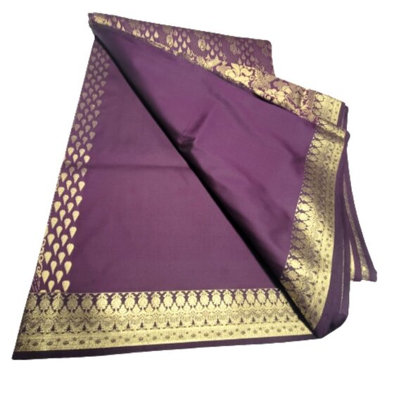 Purple and Gold Saree - Unstitched- NEW ! - Picture 7 of 10